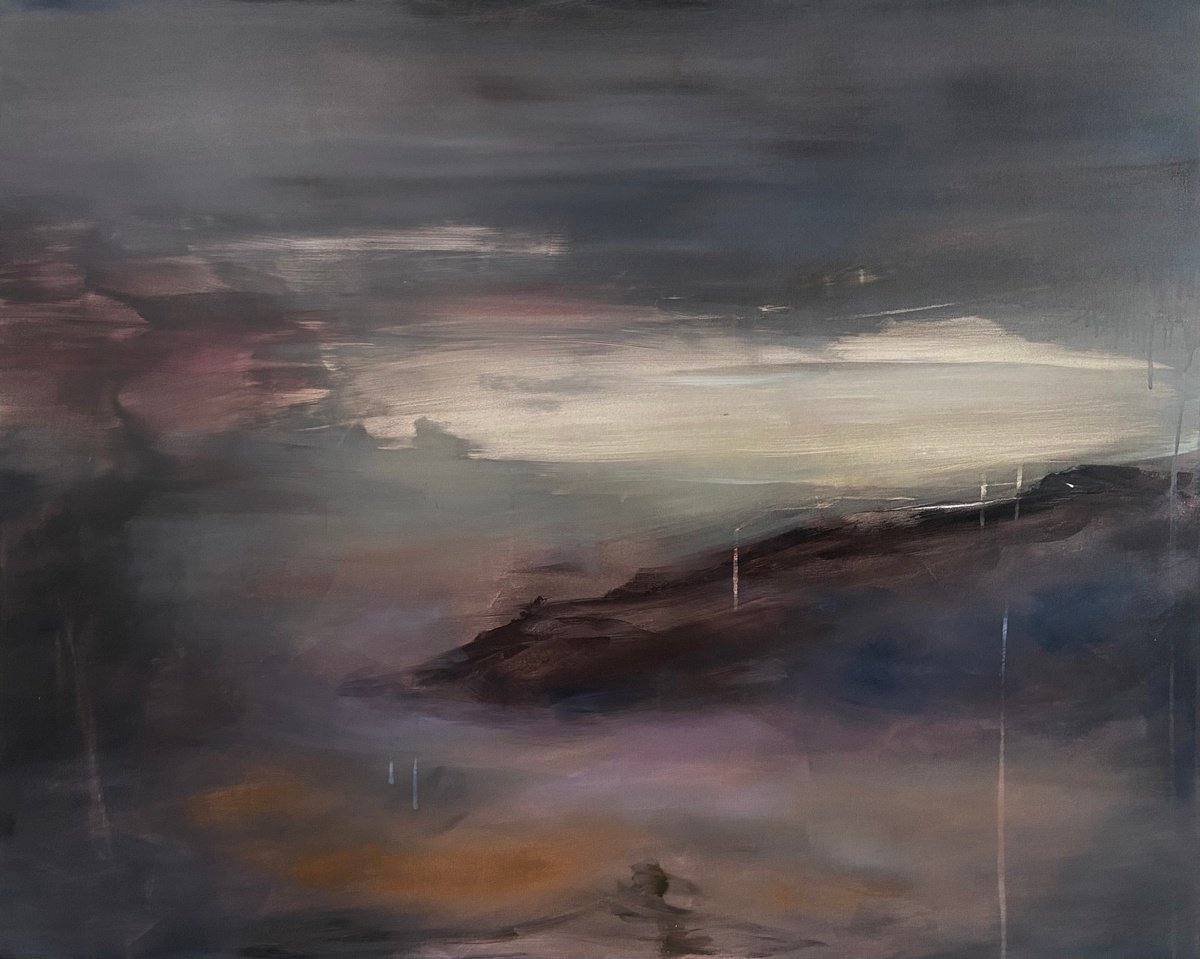 Impressionistic Landscape Acrylic Painting By Junija (Yuna) Galejeva, 39 X 31", Silence, Original Artwork