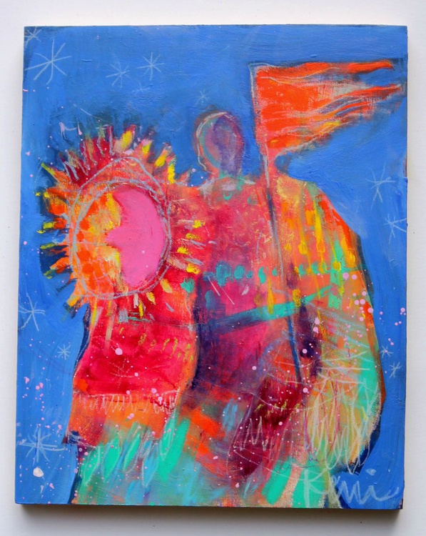 Fire Power 8x8 Small Abstract Shamanic Figure P Artfinder