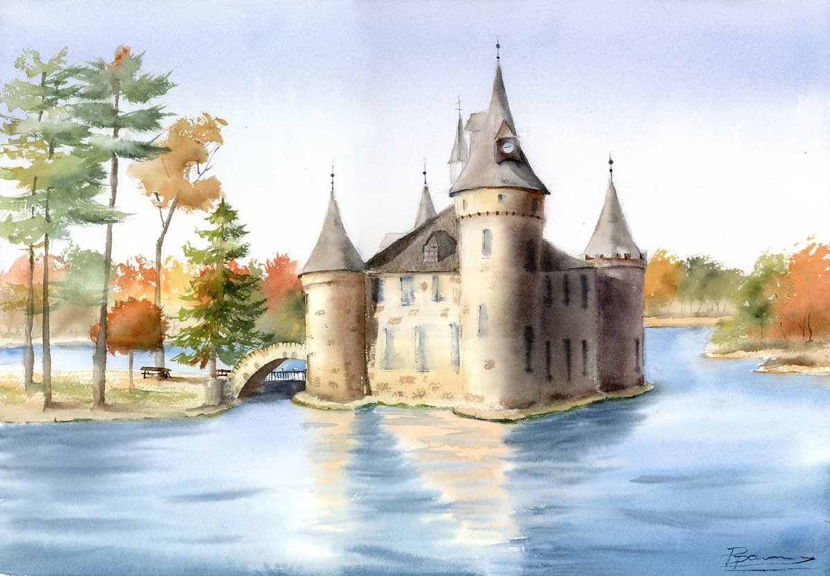 Impressionistic Watercolour , Boldt Castle Serenity By Olga Tchefranov (Shefranov), 20 X 14, Artwork For Sale On Artfinder