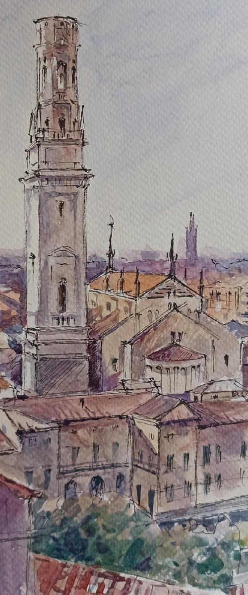 Bell tower of Verona Cathedral by Olga Drozdova