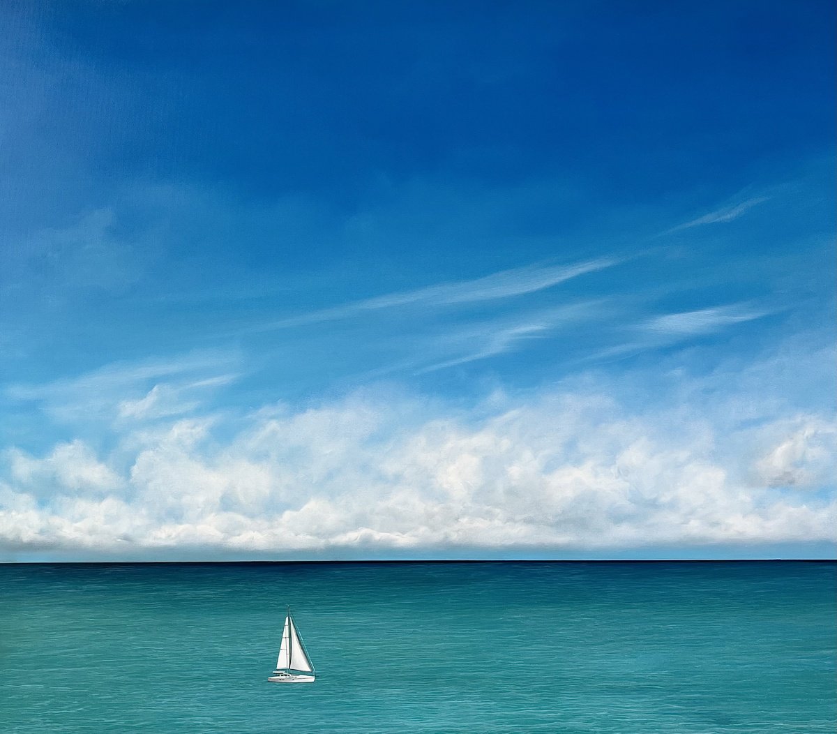 Photorealistic Landscape Oil Painting By Victoria Obolensky, 31 X 28", Serenity, Original Artwork