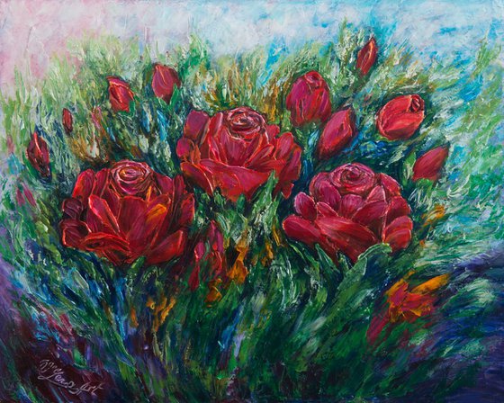 Red Roses (Palette Knife)