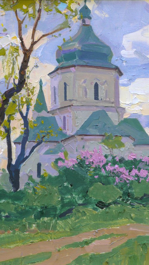 Lilacs near the church by Victor Onyshchenko