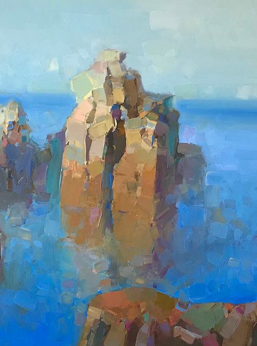 Ocean Cliffs Pacific Highway, Original oil painting, Handmade artwork, One of a kind by Vahe Yeremyan