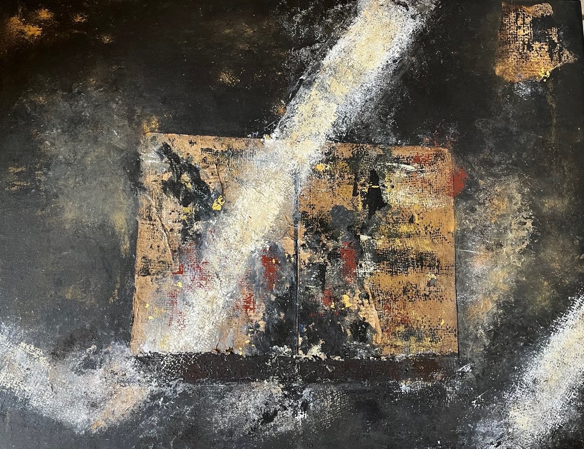 Abstract Painting By Marie Claude Kerrenneur, 31 X 24", Sans Titre No 19, Original Artwork