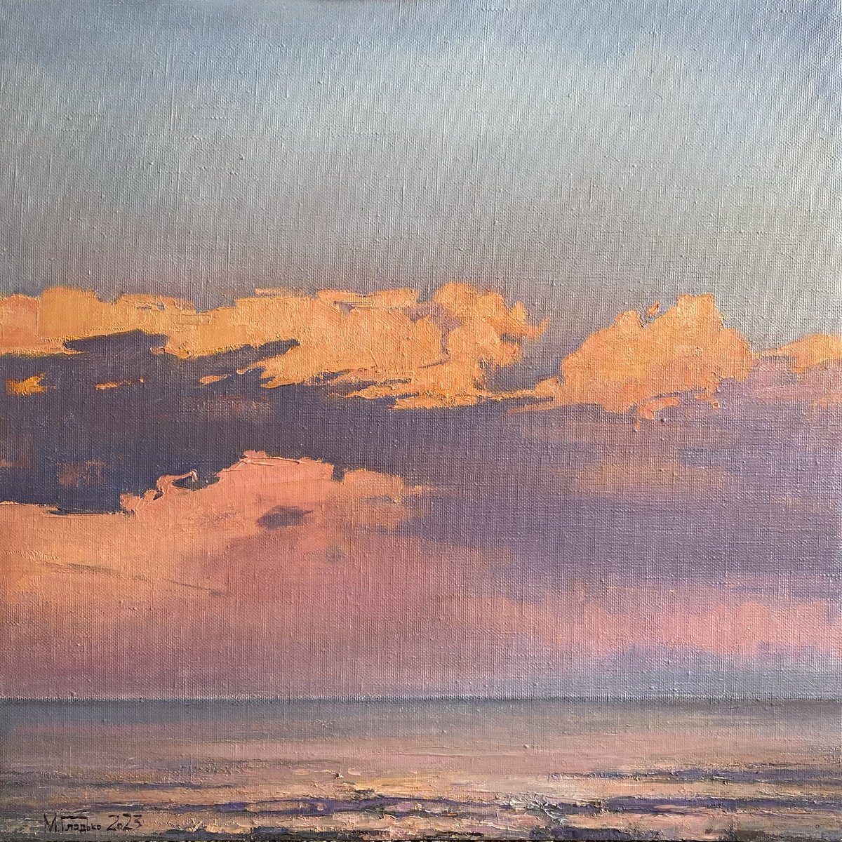 Impressionistic Landscape Oil Painting By Maxim Gladko, 31 X 31", Condition #5, Original Artwork