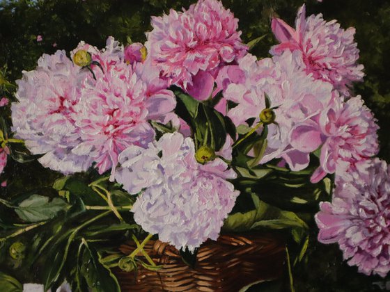 Garden Peonies with Cherries