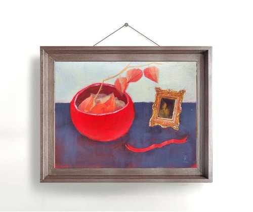 Still life with a red ribbon by Ayna Paisley