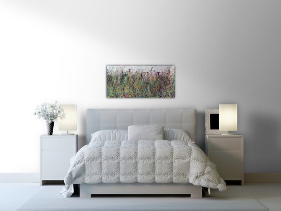 Abstract Art on Non-Stretched Canvas: A Stunning Depiction of Meadow Grass - I