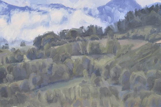 Roches de Mariol in the mist, morning light