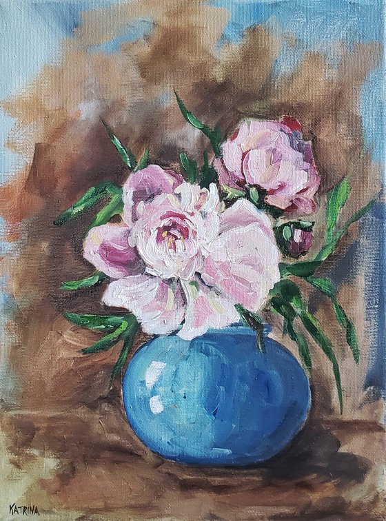 Flower - Peony - "In a Blue Vase"