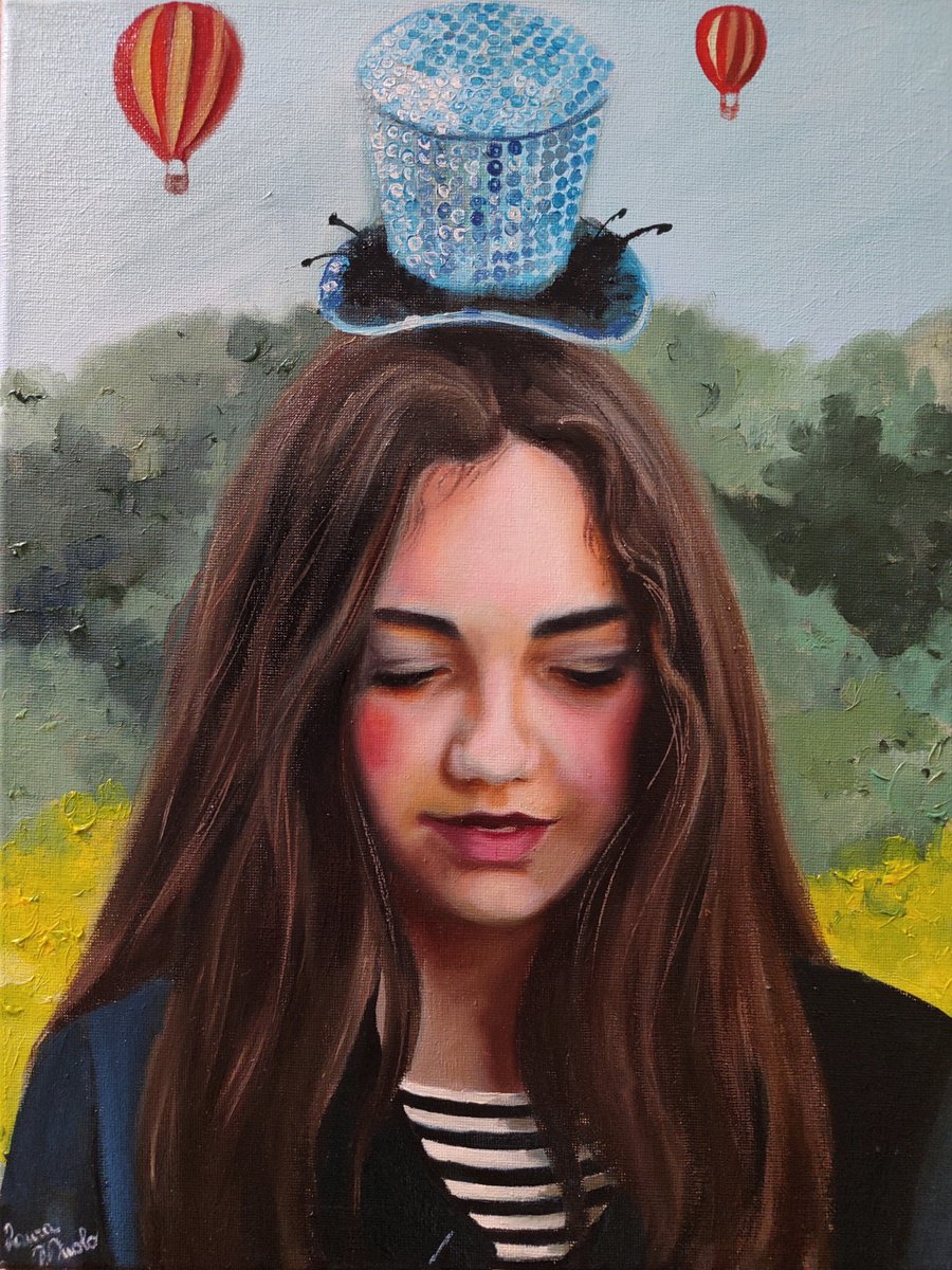 Photorealistic Portrait Oil Painting By Laura Muolo, 12 X 16", Thinking About Escape, Original Artwork