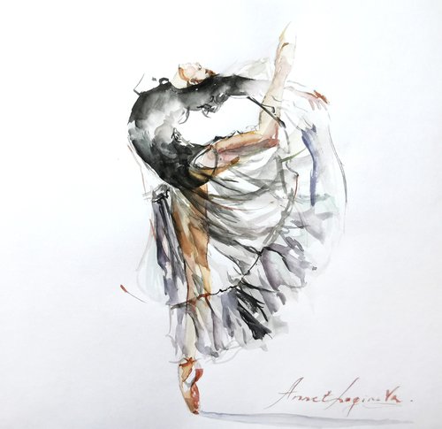 Ballet Art, Ballet dancer drawing on paper by Annet Loginova