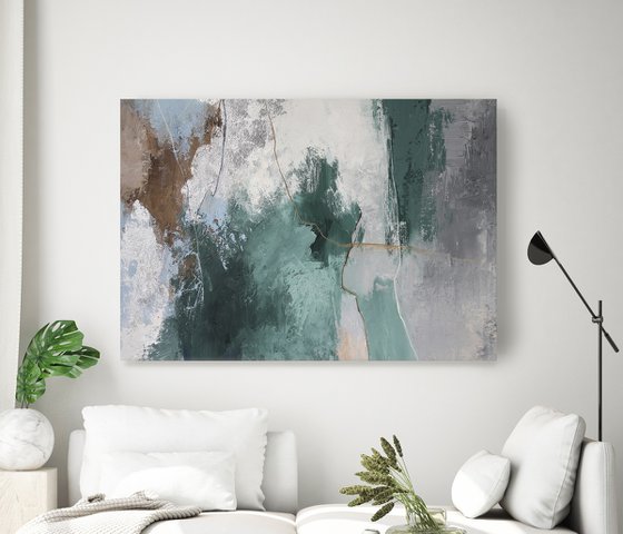 "Greenland" Abstract green blue gray art