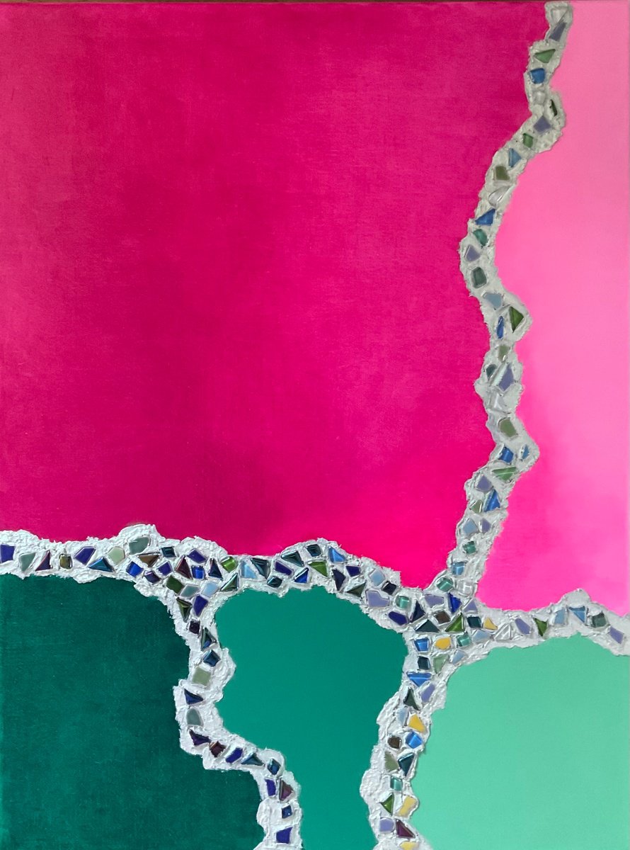 Organic Abstract Oil Painting By Vera Klimova, 24 X 31", Assemblage Point 2, Original Artwork