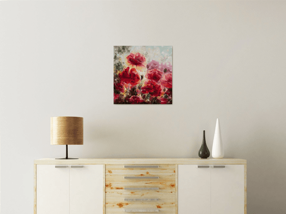 Transparent poppies. Red flowers.