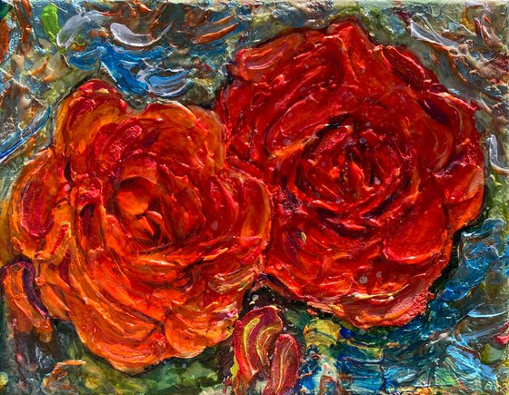Roses Impasto with a palette knife