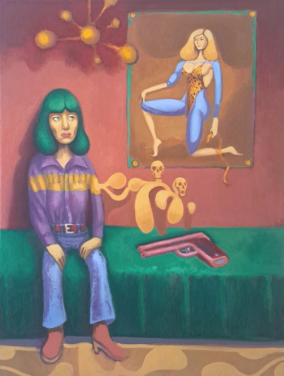 Surrealistic Portrait Oil Painting By Taco Eisma, 24 X 31", Pinup Power, Original Artwork