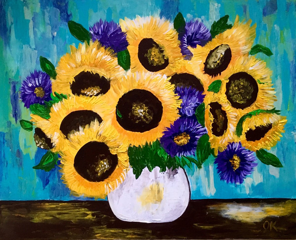 August inspired Sunflowers still life by Olga Koval