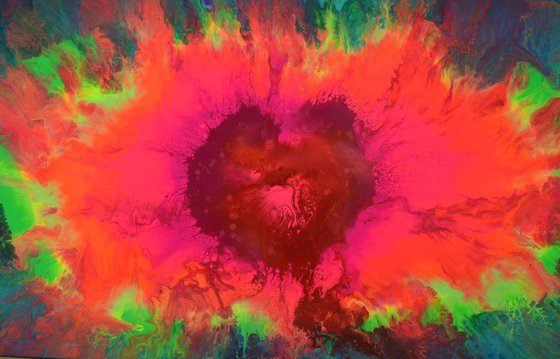 Heartbeat 2 - 200x80 cm - Huge, Big Painting XXXL - Large Abstract, Supersized Painting - Ready to Hang, Hotel Wall Decor