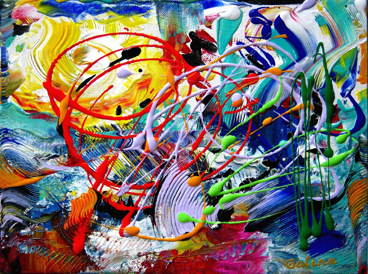 Expressive Abstract Print By Galina Victoria, 24 X 18, Colorful Emotion Iii, Original Artwork