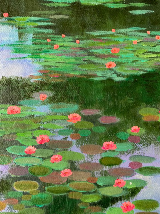 Monets water lilies! A3 size Painting on Indian handmade paper