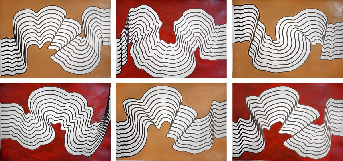 Abstract Ink Drawing , Mucky Waves By Sumit Mehndiratta, 50 X 26, Artwork For Sale On Artfinder