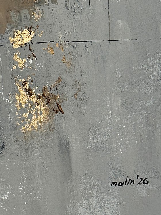 Golden Structure Field. Grey Beige Textured