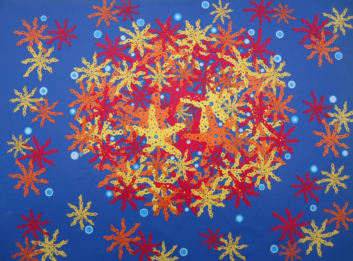 Urban And Pop Landscape Collage By Grigor Velev, 35 X 28, Underwater Carnival, Original Artwork