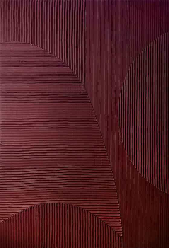 "Burgundy Field 5" Burgundy textured abstract