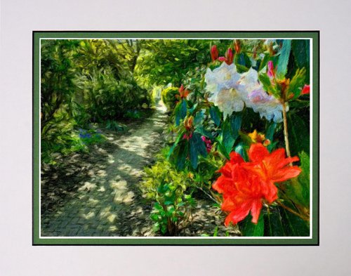 Up the Garden Path three in the style of Monet, Van Gogh by Robin Clarke