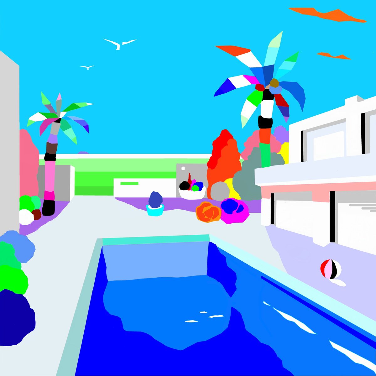 Urban And Pop Landscape Giclee Print By Alejos, 17 X 17, Palmtrees