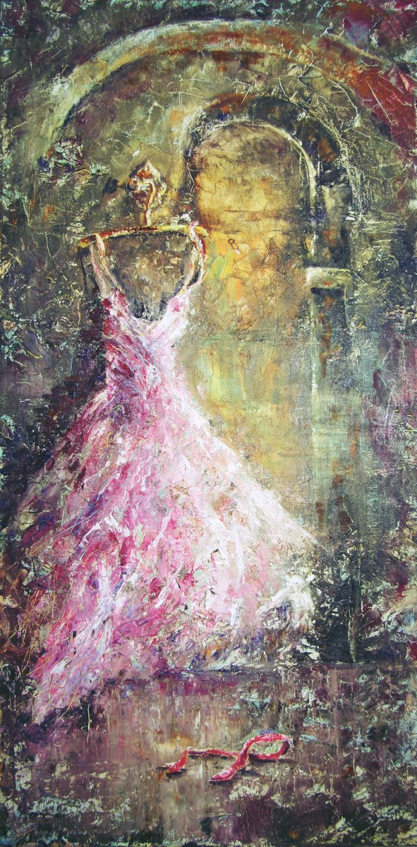 Impressionistic Portrait Oil Painting By Tetiana Pchelnykova, 12 X 24", Dance Of Sounds, Original Artwork