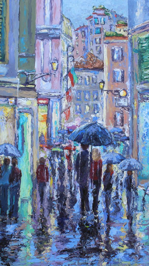 Rainy Evening Stroll In Rome by Kristen Olson Stone