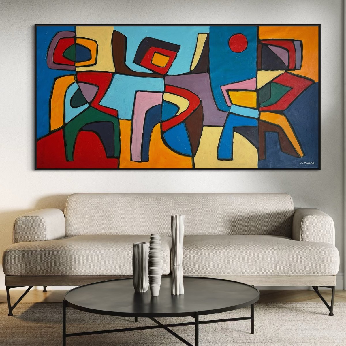 Abstract Acrylic Painting By Samantha Malone, 79 X 40", To The Beat Of The Drum, Original Artwork