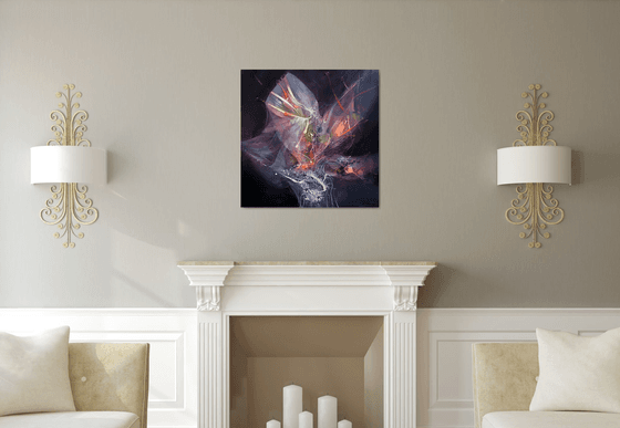 Angelic and twisted transformation abstract flowers framed painting O Kloska