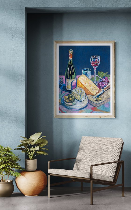 Wine and Cheese Still Life