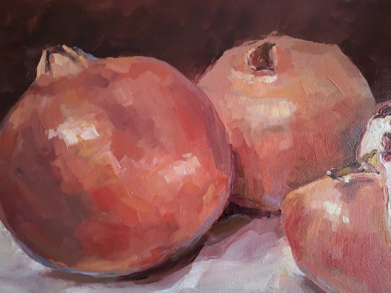 Pomegranates, original, one of a kind, oil on canvas painting