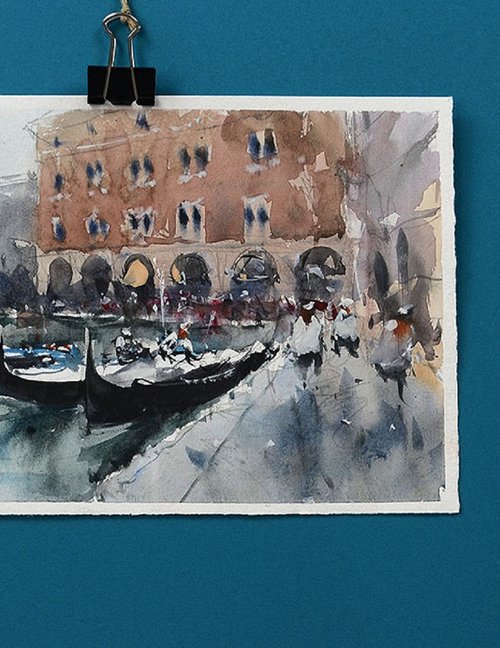 venice, watercolour on paper, 2022 by Marin Victor