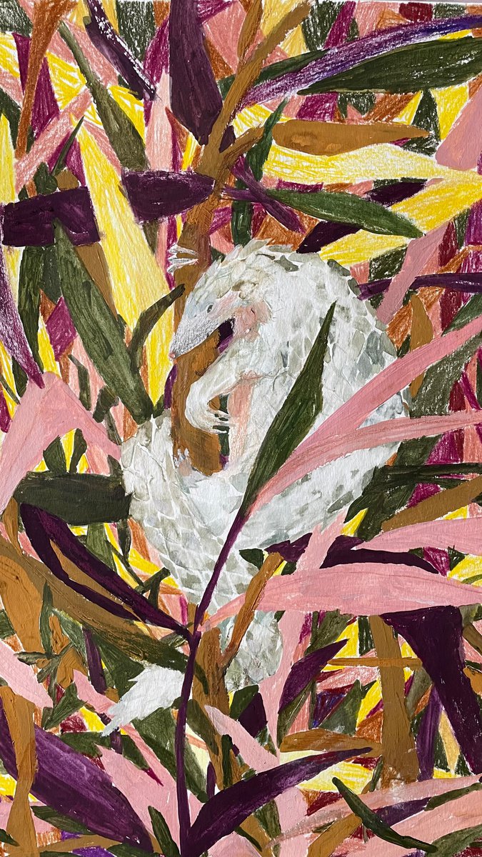 Naive Animal Painting By Anastasia Mazur-Skrobova, 12 X 16, Pangolin, Original Artwork