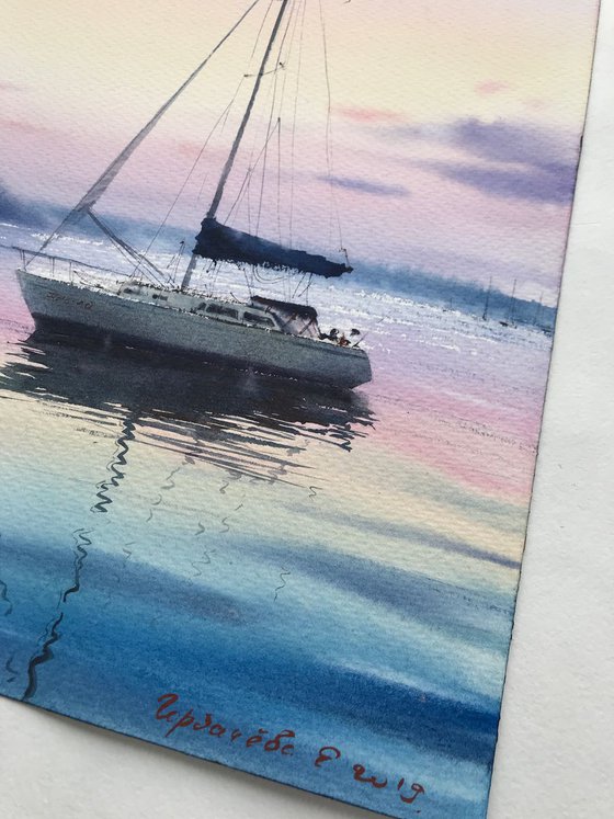 Yacht at dawn