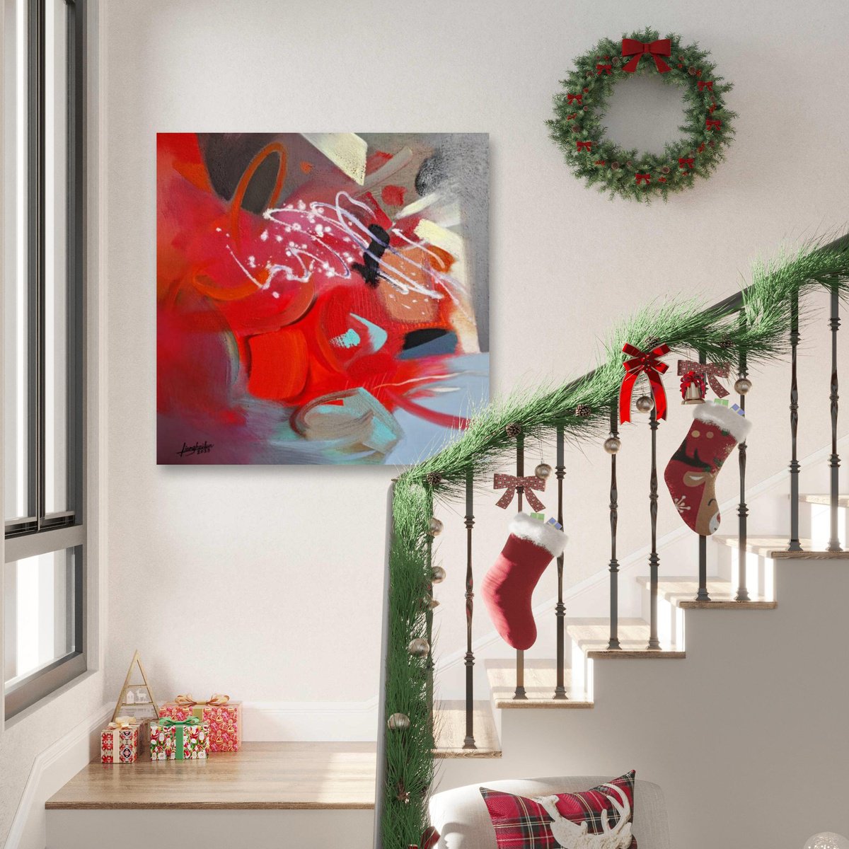 Abstract Acrylic Painting By Liang Hailun, 31 X 31", N° 214, Original Artwork