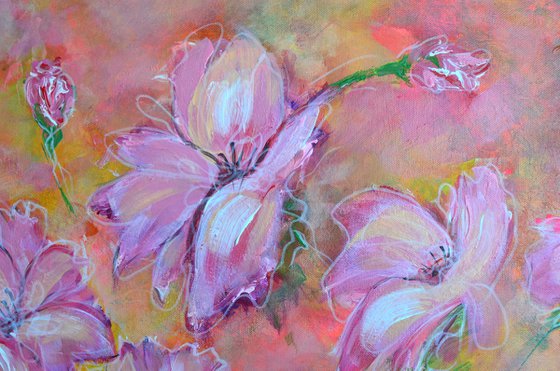 Misty Flowers - Extra Large  Abstract floral art