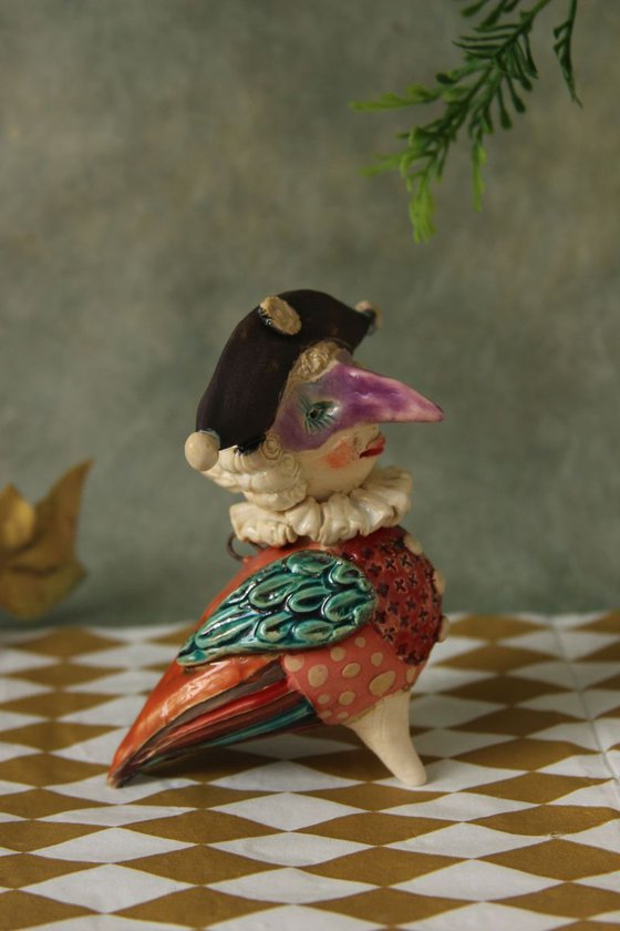 Little Nosy bird. Ceramic sculpture