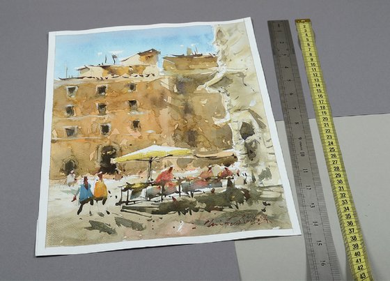 Rome, urban watercolor.