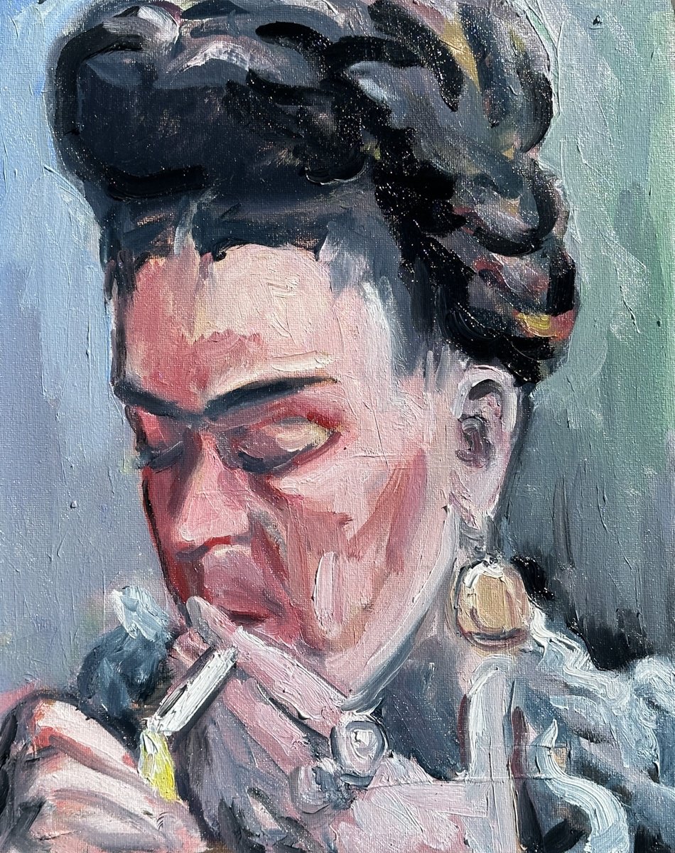 Organic Portrait Oil Painting By Arun Prem, 11 X 14, Frida