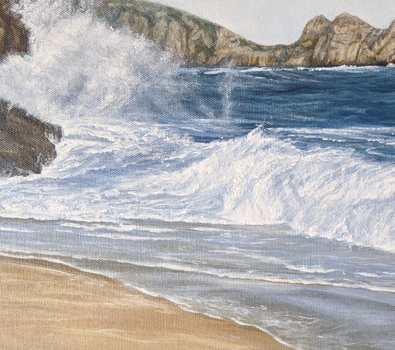 Porthcurno at high tide
