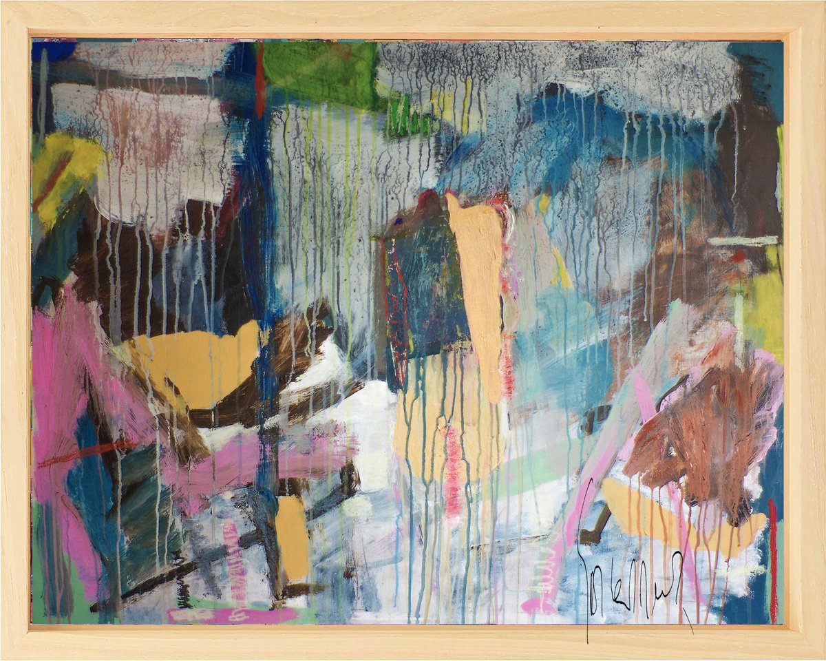 Organic Abstract Acrylic Painting By Geert Lemmers Fpa, 41 X 33, Liberation Of The Mind Opus I, Original Artwork