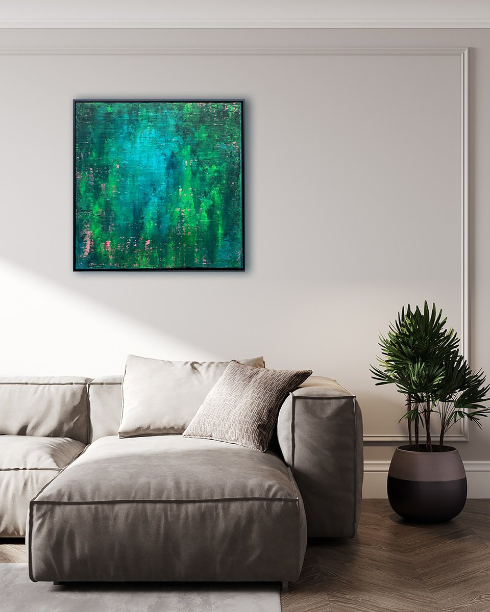 Abstract Acrylic Painting By Lyra Morgan, 31 X 31", Calm In The Storm, Original Artwork