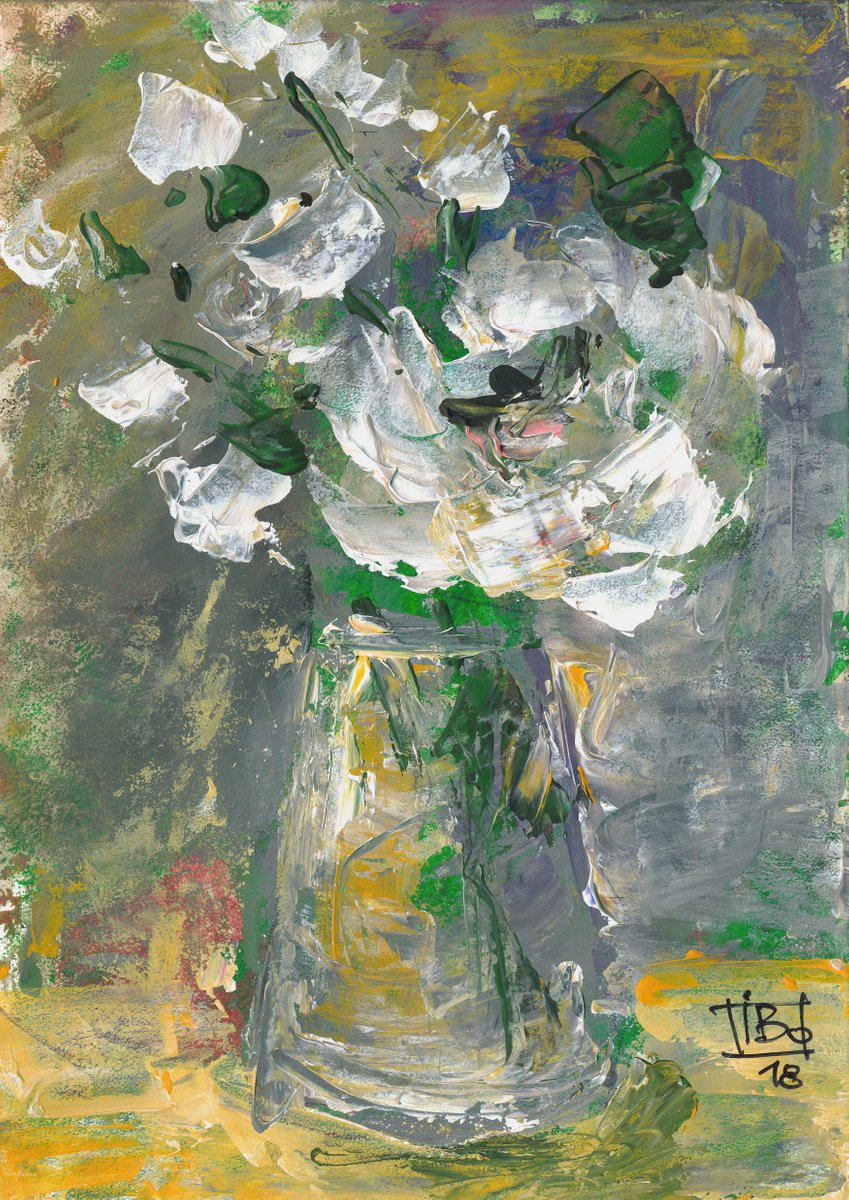 Still life with two large roses by Irina Bocharova
